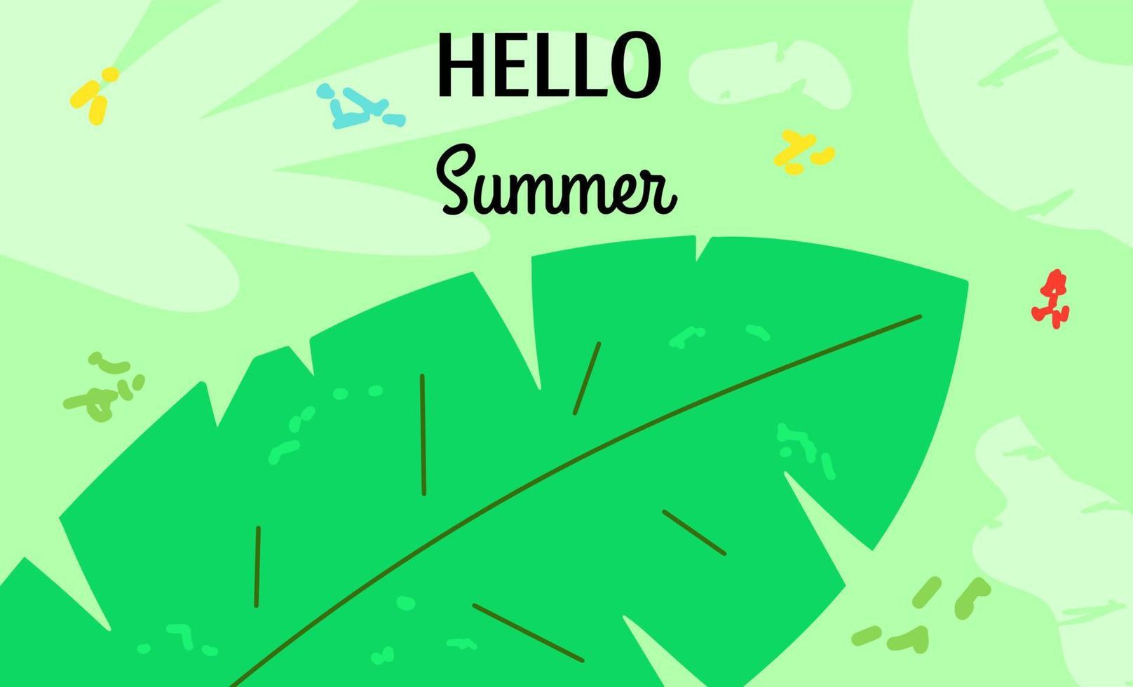 Summer abstract background with leaf. Vector illustration in flat style