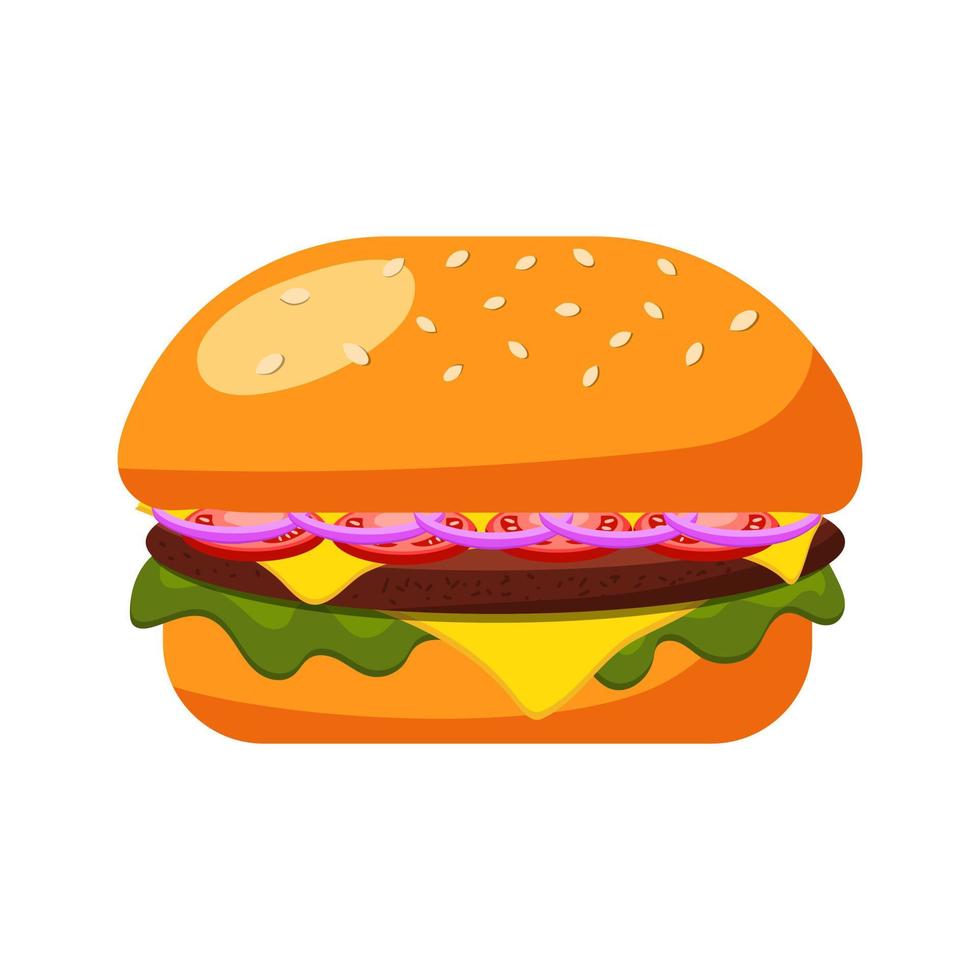 ilustración de hamburguesa, ilustración vectorial sobre un fondo blanco. vector