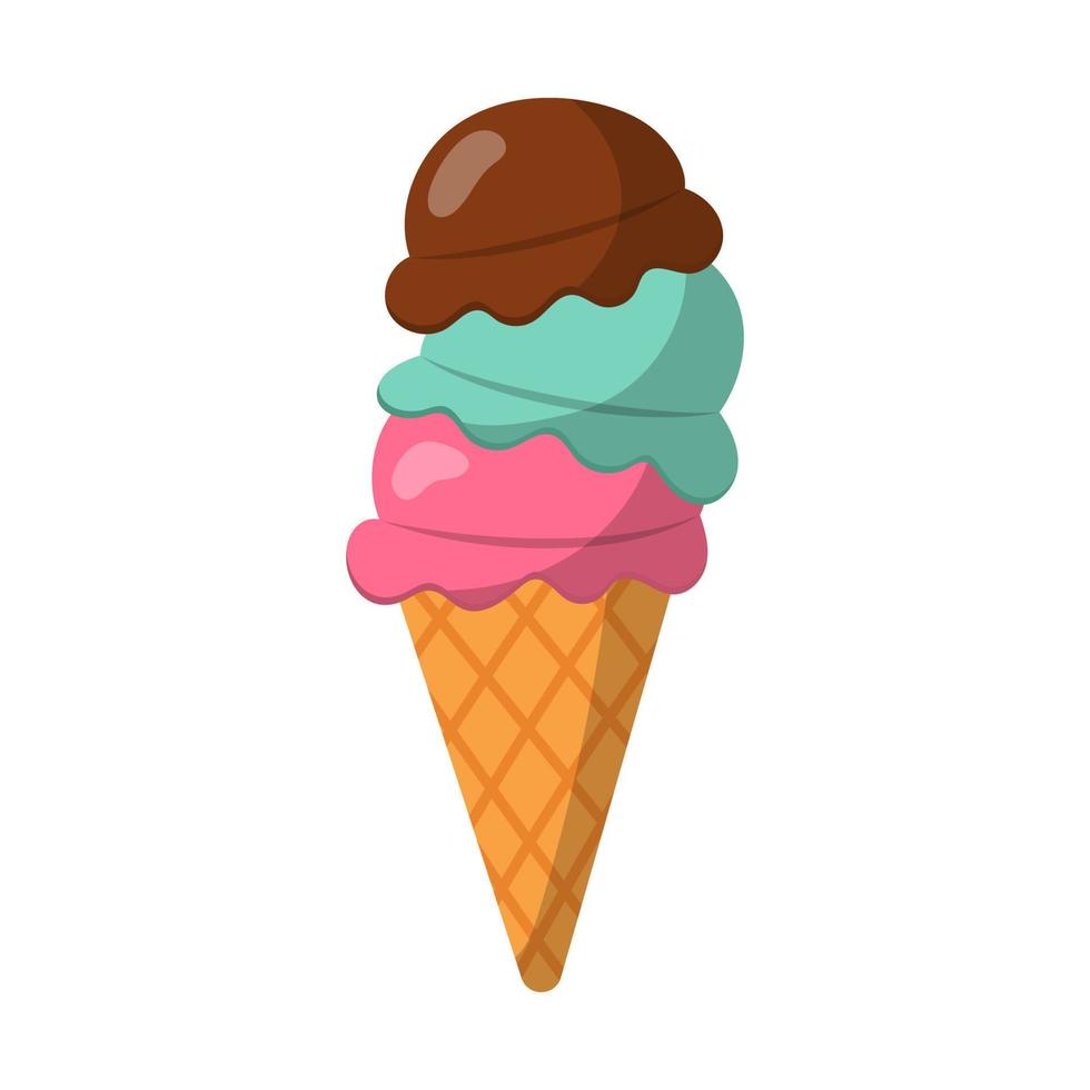 ilustración de un gofre de cono de helado. vector aislado en un fondo blanco.