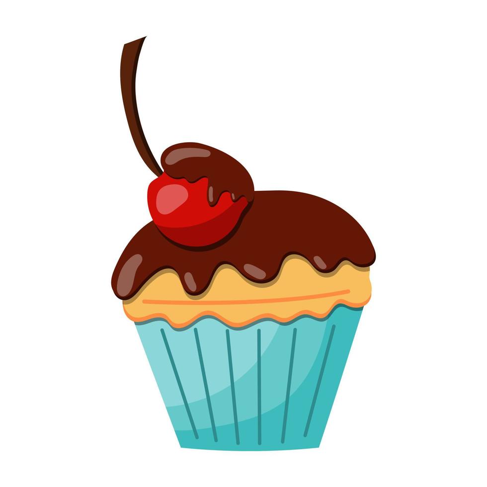 ilustración de un cupcake con crema, ilustración vectorial sobre un fondo  blanco. 7910025 Vector en Vecteezy
