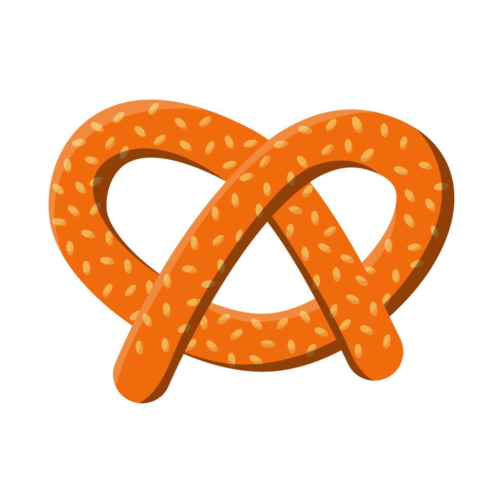 Illustration of a delicious pretzel, vector on a white background.