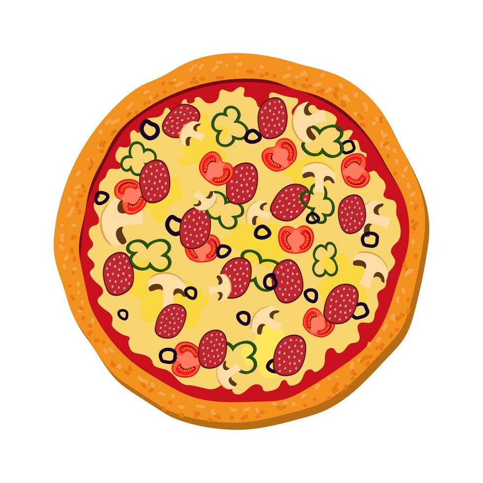 Pizza illustration, vector on a white background.