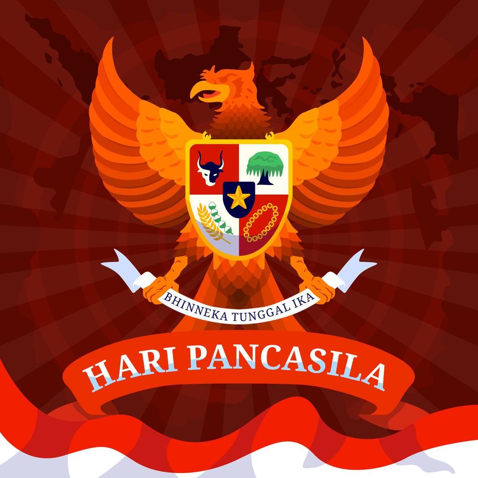 Hari Pancasila with Garuda Concept vector