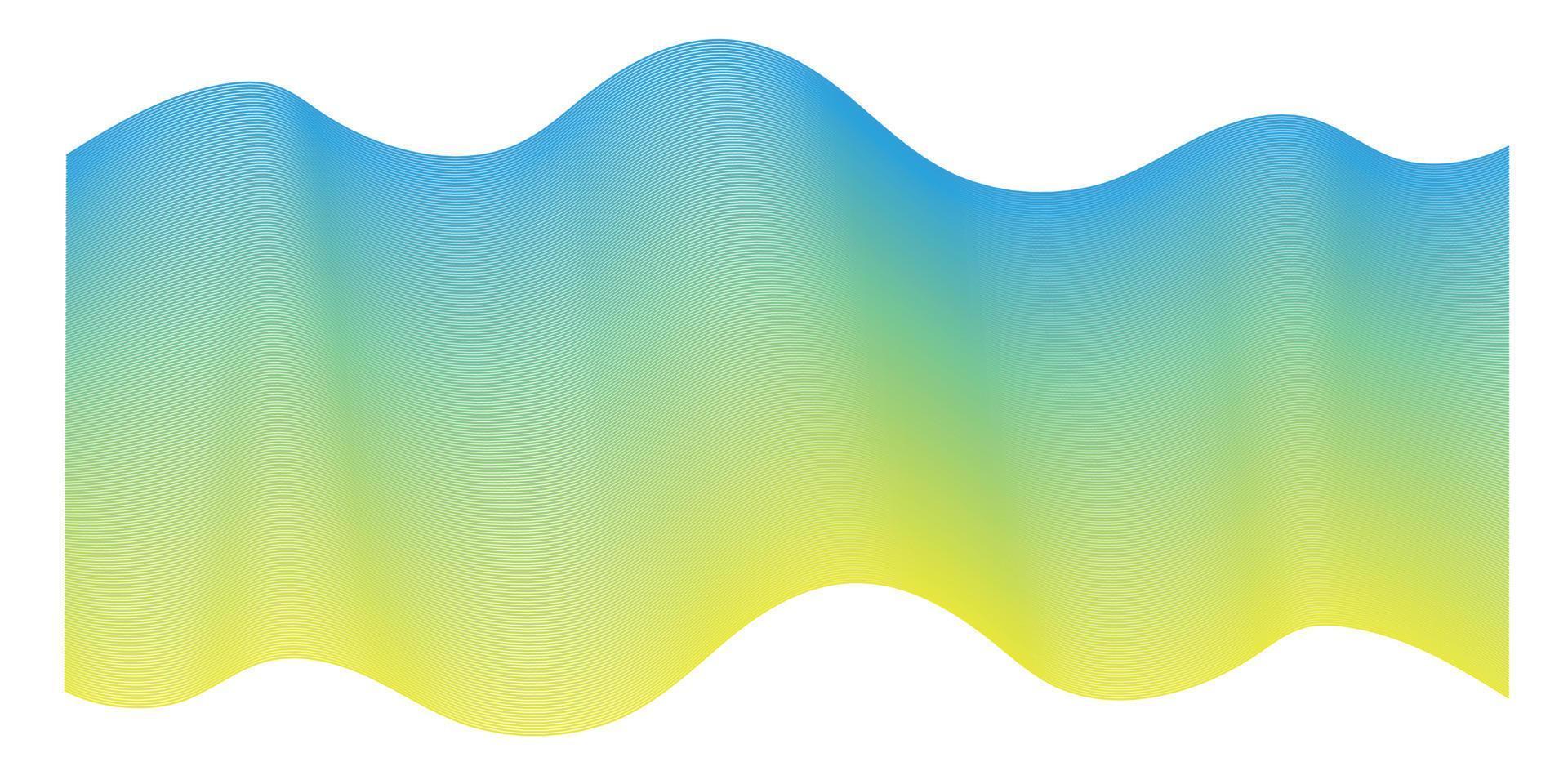 cinta con elemento de onda de colores de bandera de ucrania para el diseño. ilustración vectorial onda con líneas creadas con la herramienta de fusión. línea ondulada curva, raya suave. vector