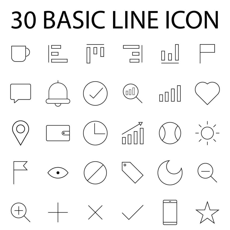 basic line icon set vector