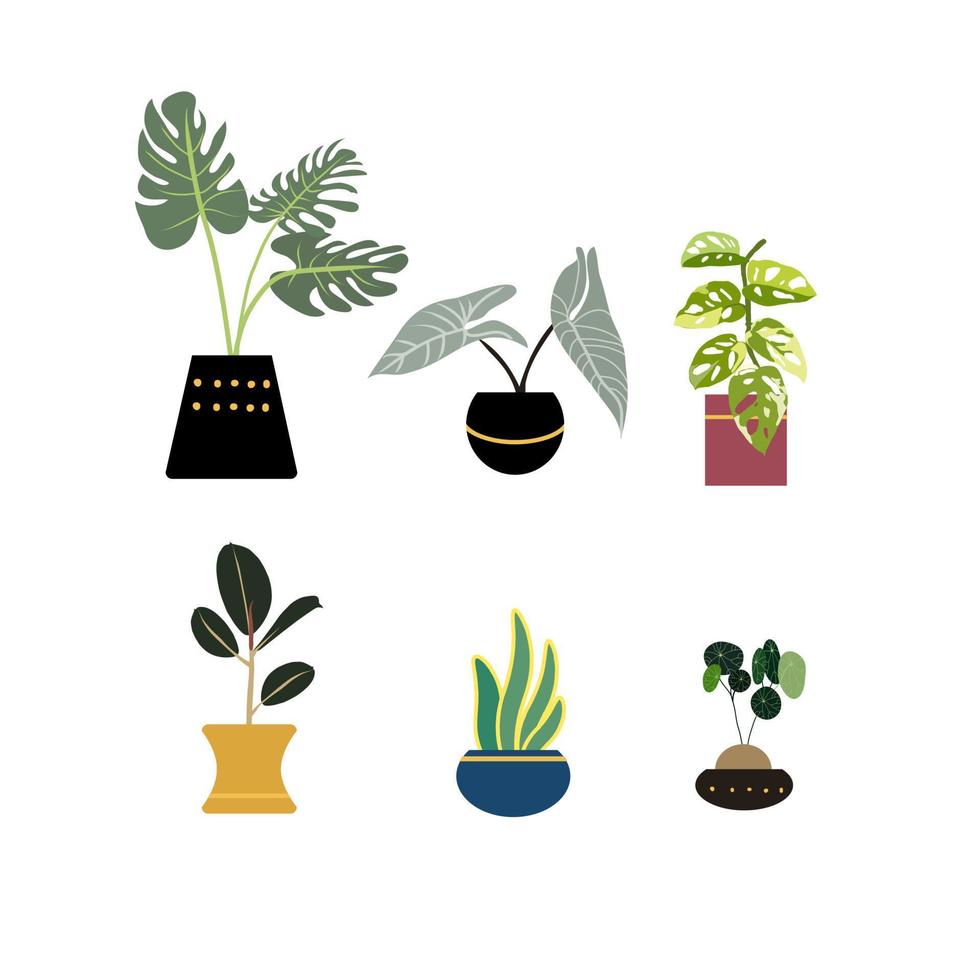 set of tree with pot vector