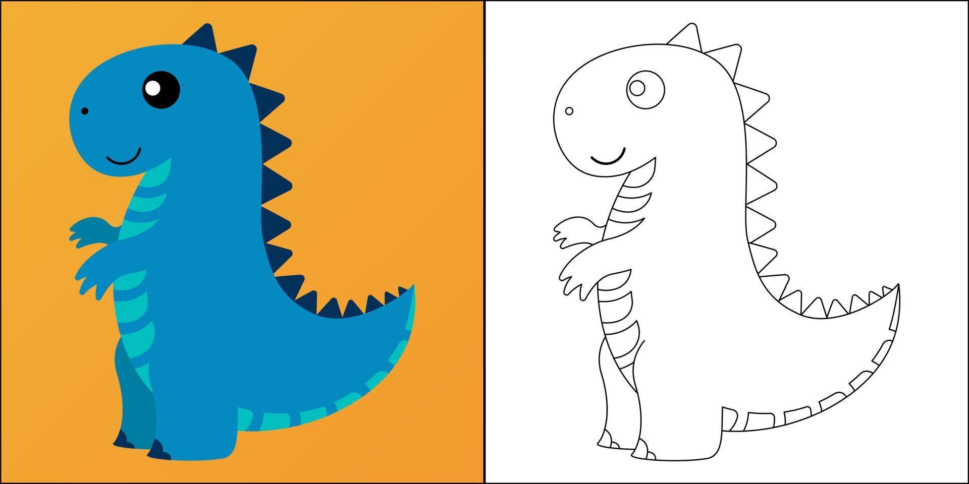 Cute Tyrannosaurus rex suitable for children's coloring page vector illustration