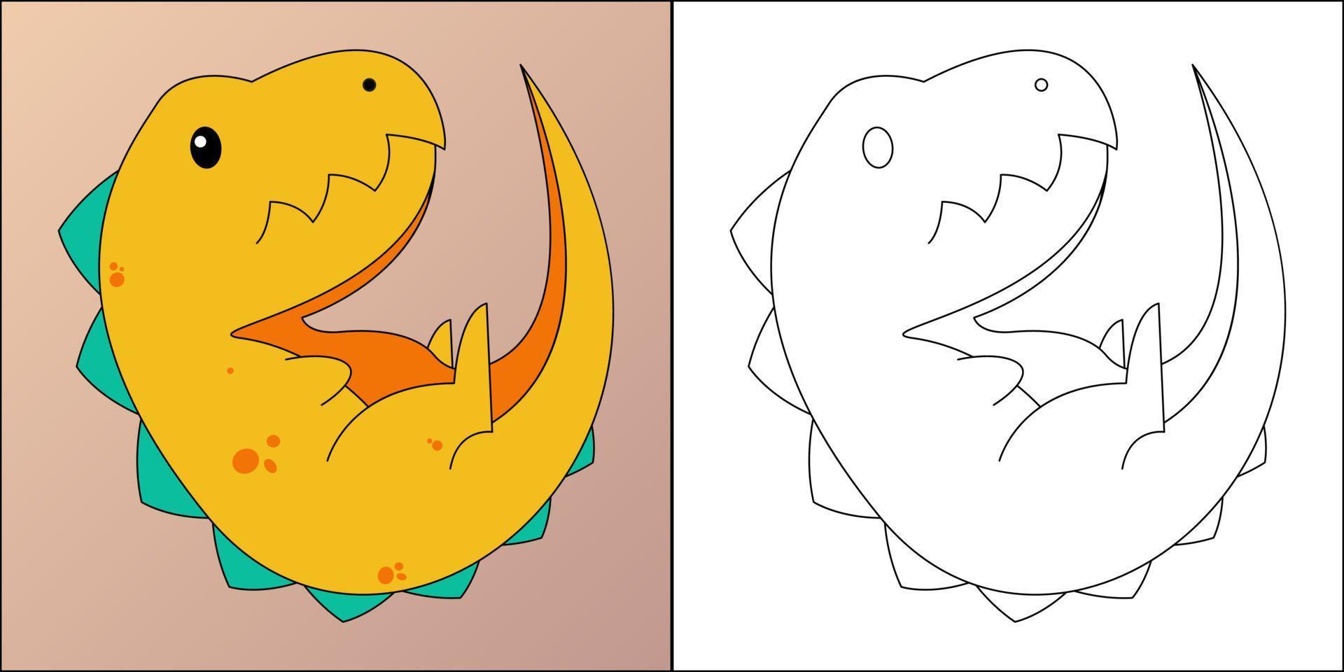 lindo tiranosaurio rex adecuado para la ilustración de vector de página de color de los niños
