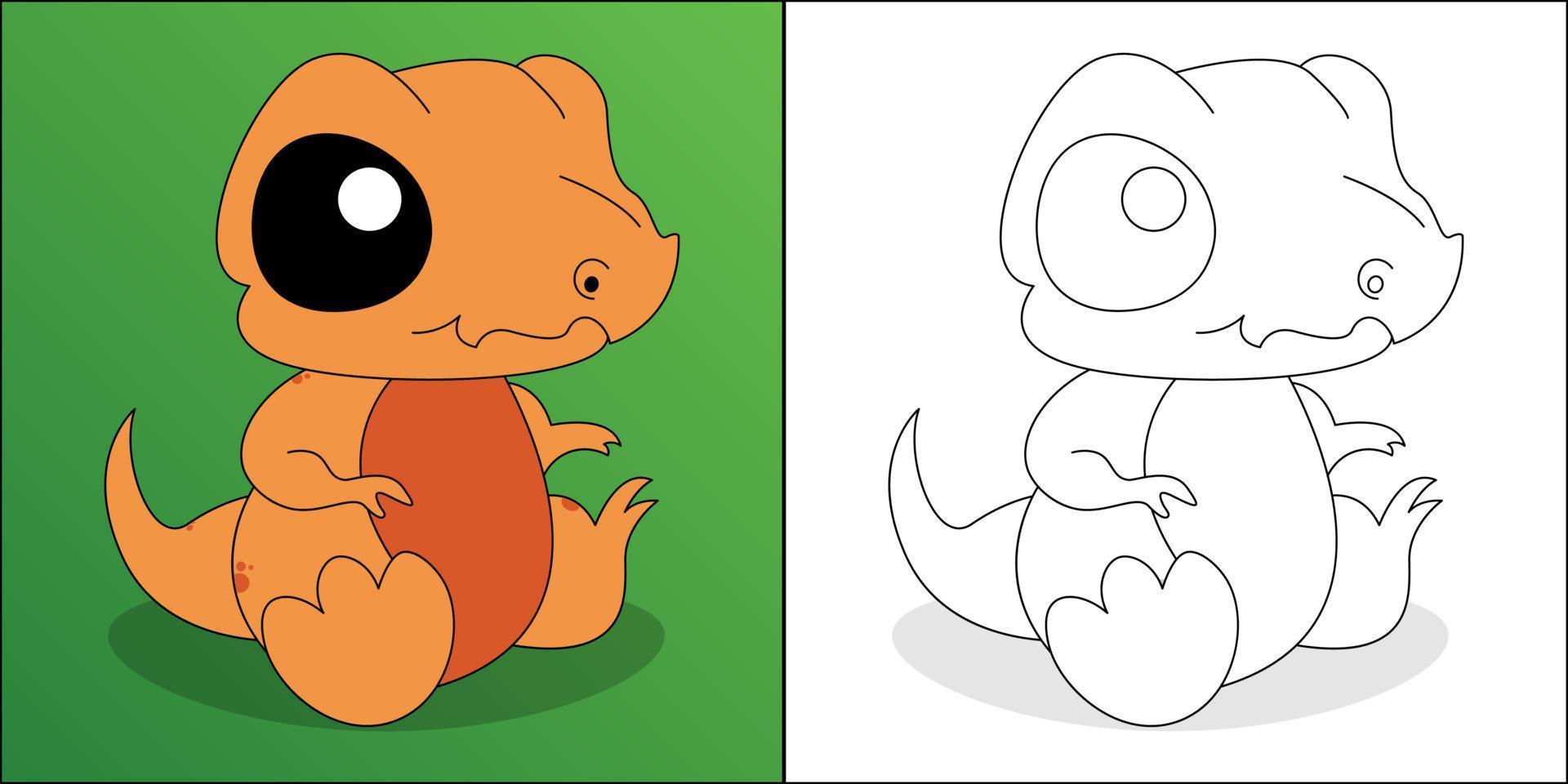 Cute Tyrannosaurus rex suitable for children's coloring page vector illustration