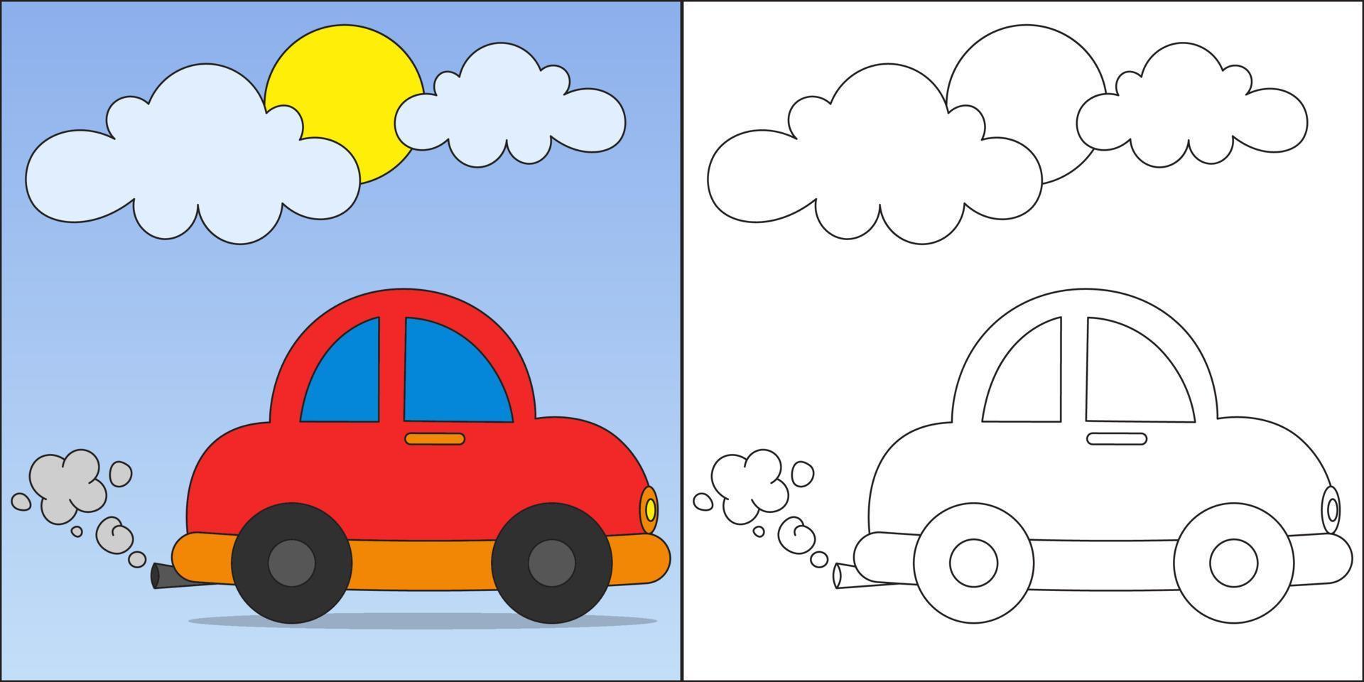 Cute car suitable for children's coloring page vector illustration