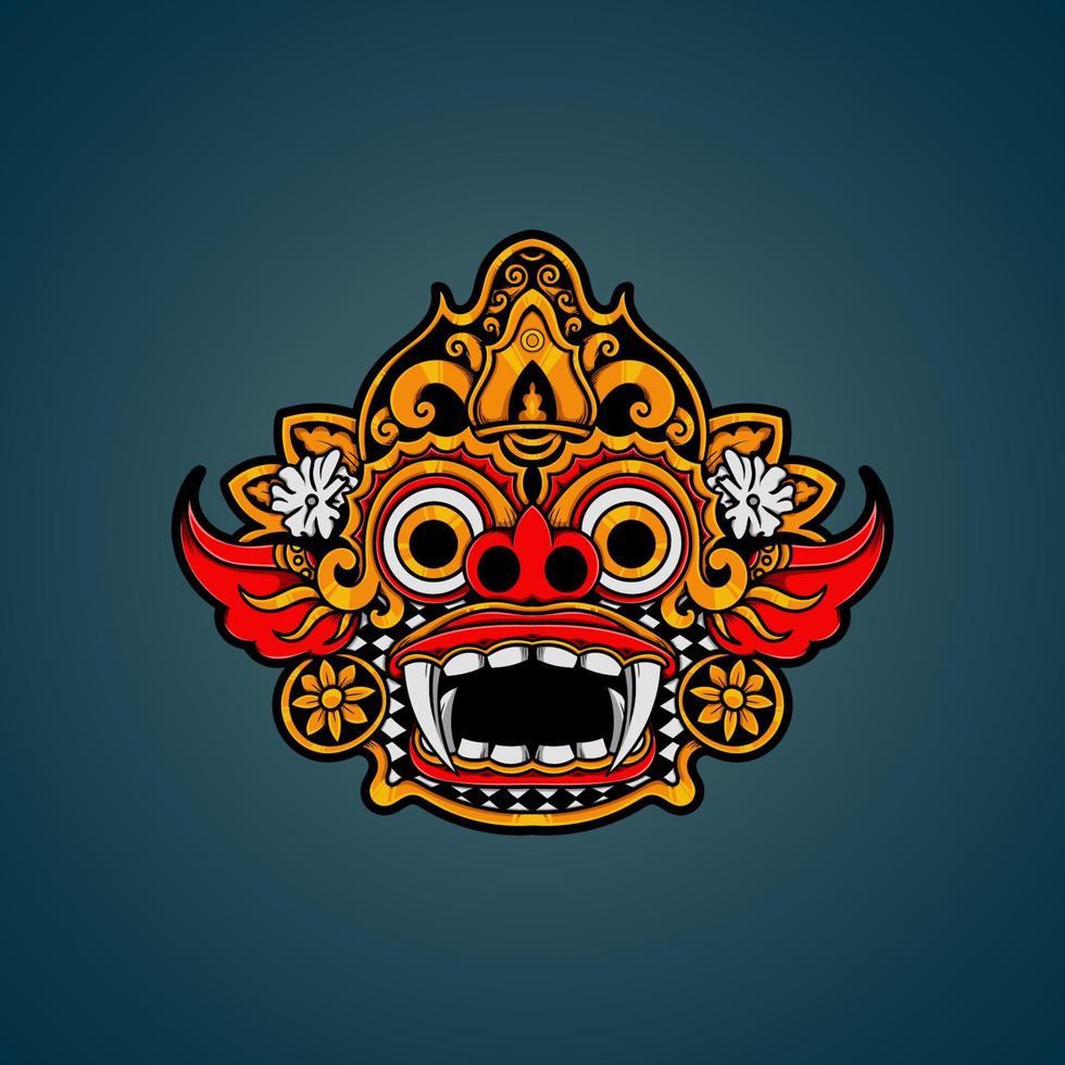 Hand drawn Balinese barong mask vector illustration