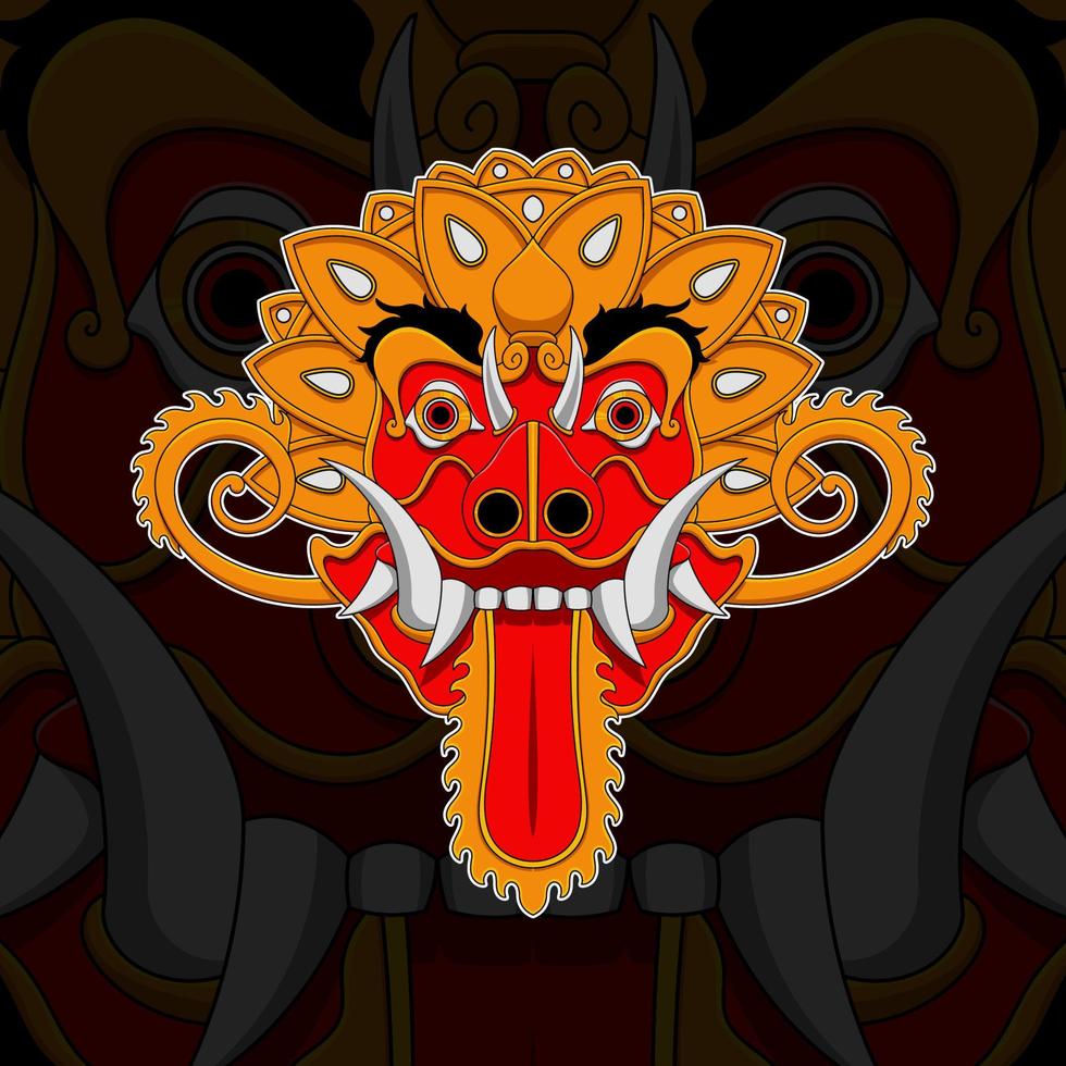 Balinese barong mask vector illustration
