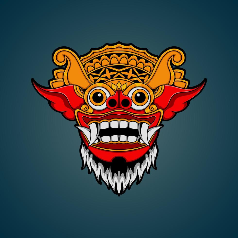 Hand drawn Balinese barong mask vector illustration