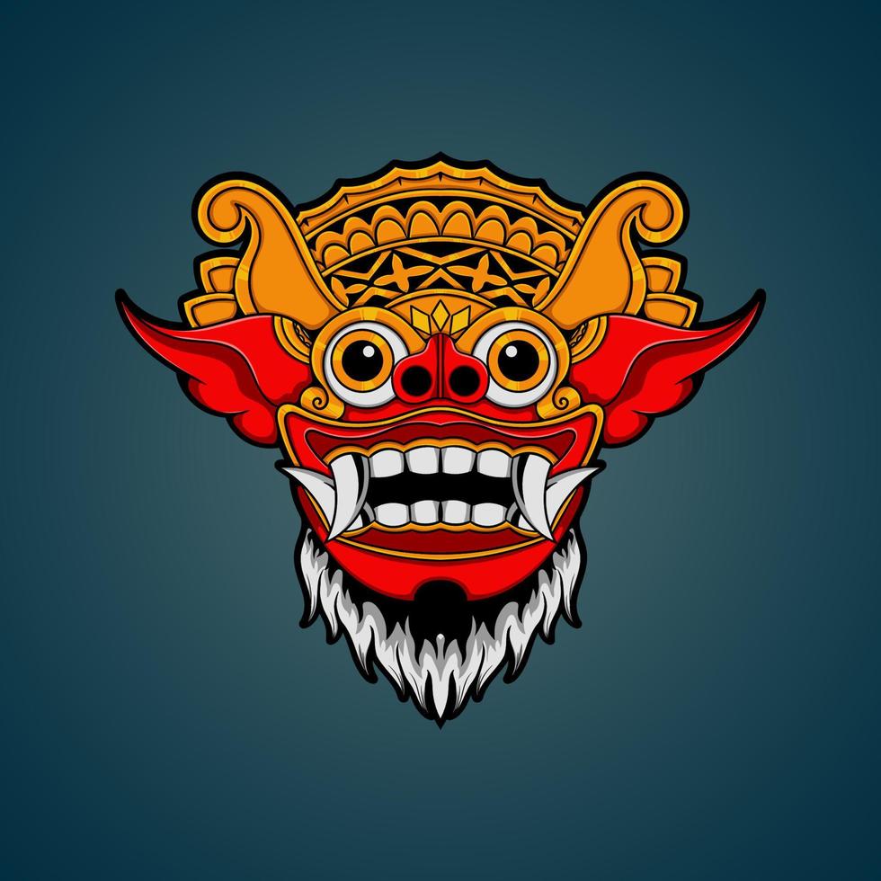 Hand drawn Balinese barong mask vector illustration