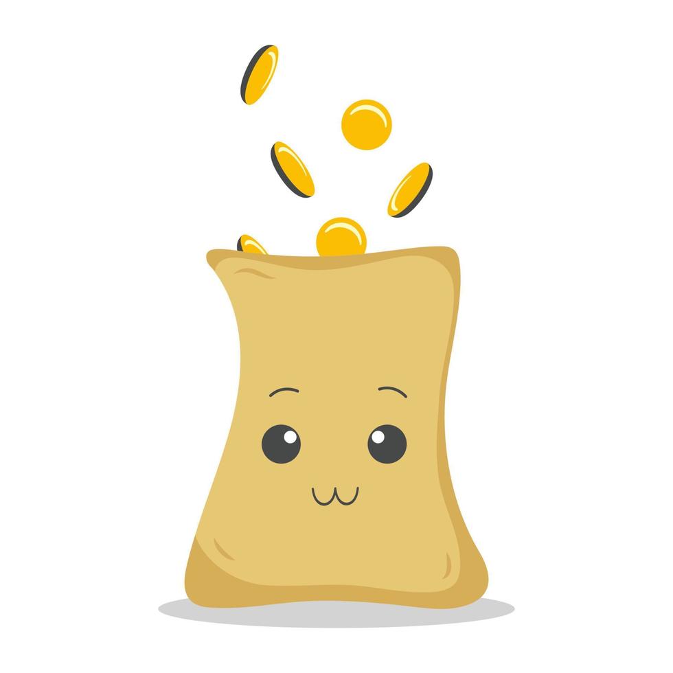 A contented sack with coins falling into it vector