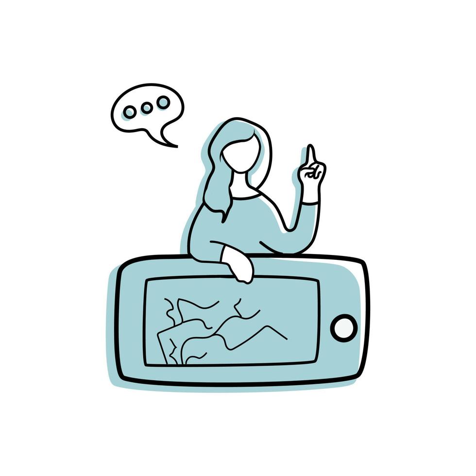 Broken smartphone with a talking person vector