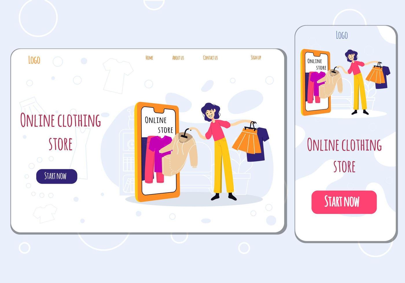 A landing page for online shopping for clothes vector