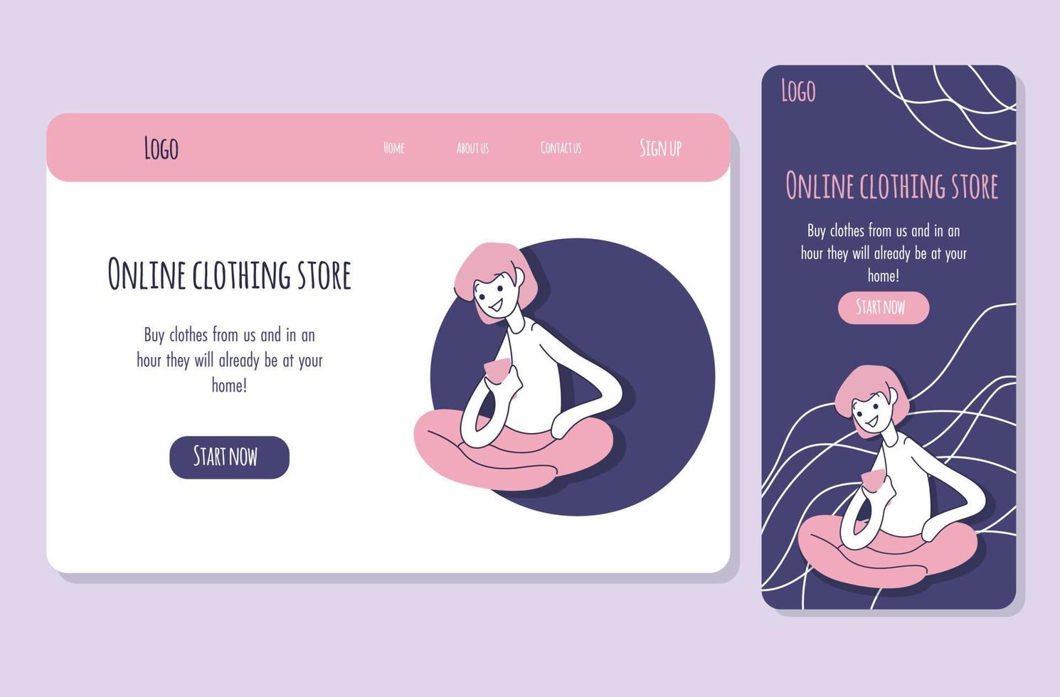 A landing page for online shopping for clothes vector