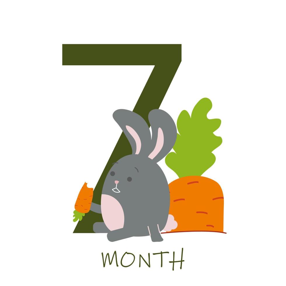 7 month of a baby s life with a bunny vector