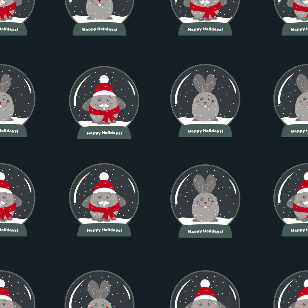 Pattern of a rabbit in a snow globe vector