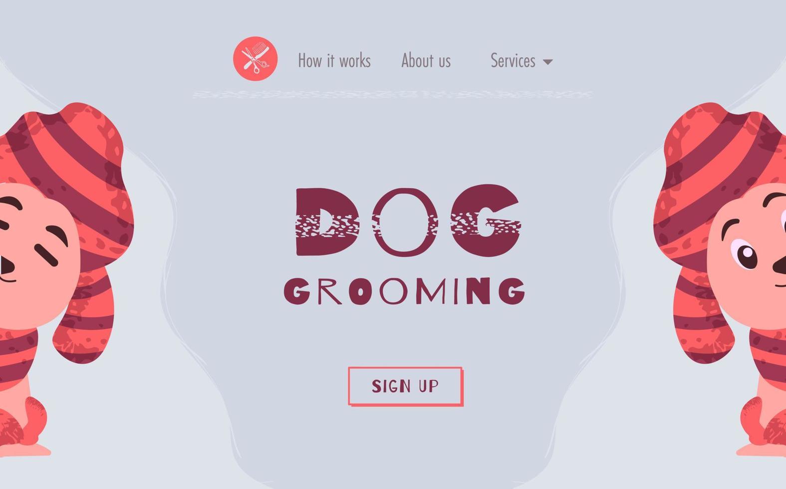 Landing page grooming salon for dogs vector