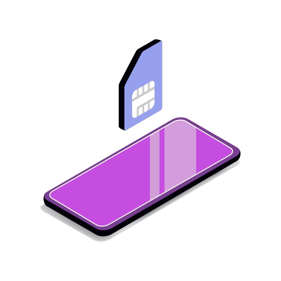 The concept of a smartphone with a SIM card in isometrics vector