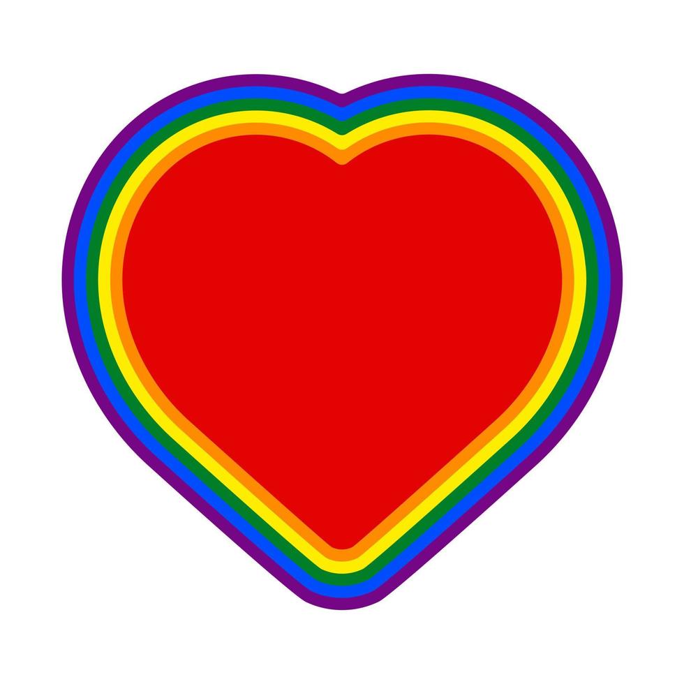 Six heart shapes in lgbt rainbow colors. Vector icon.