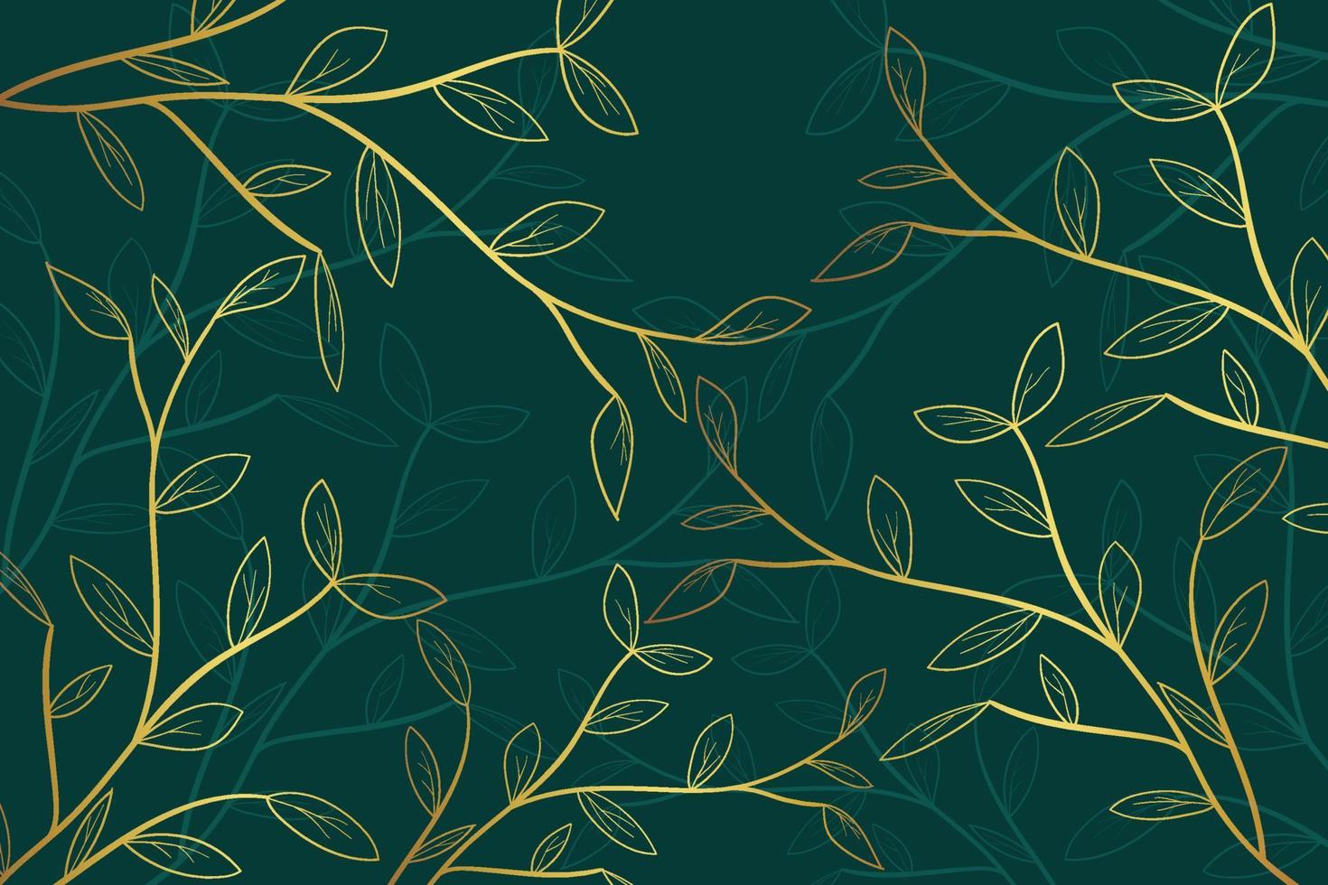 hand drawn golden color plant on green background vector