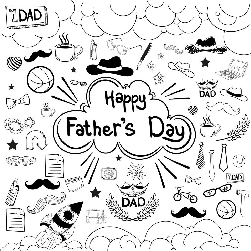 hand draw doodle element happy father's day vector