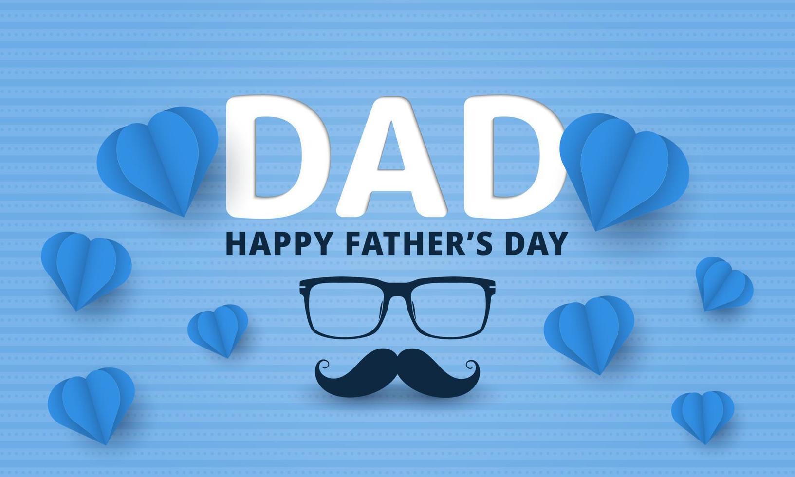 Happy Father's Day banner template with stripes on blue background. vector