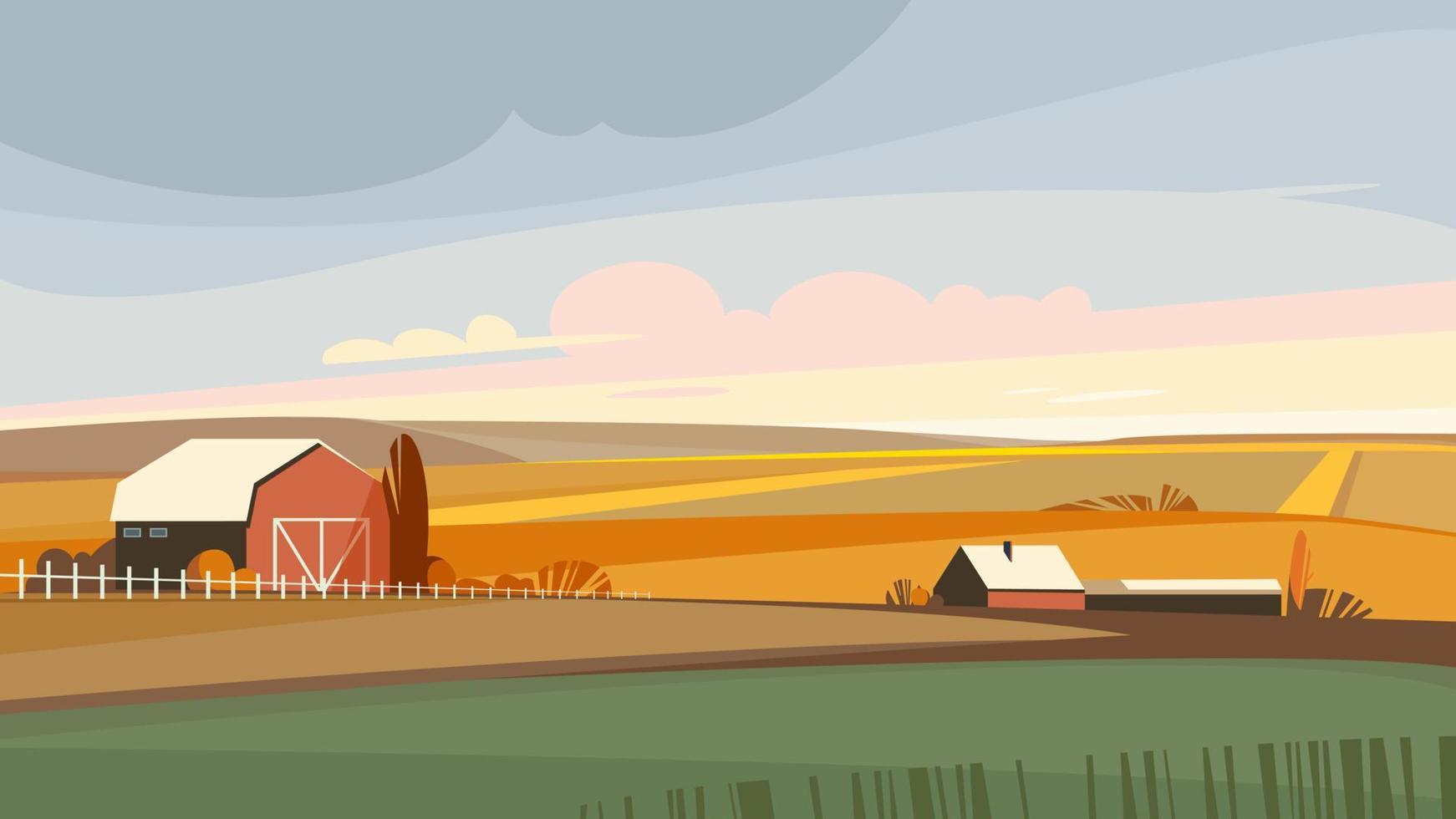 granja en temporada de otoño. vector