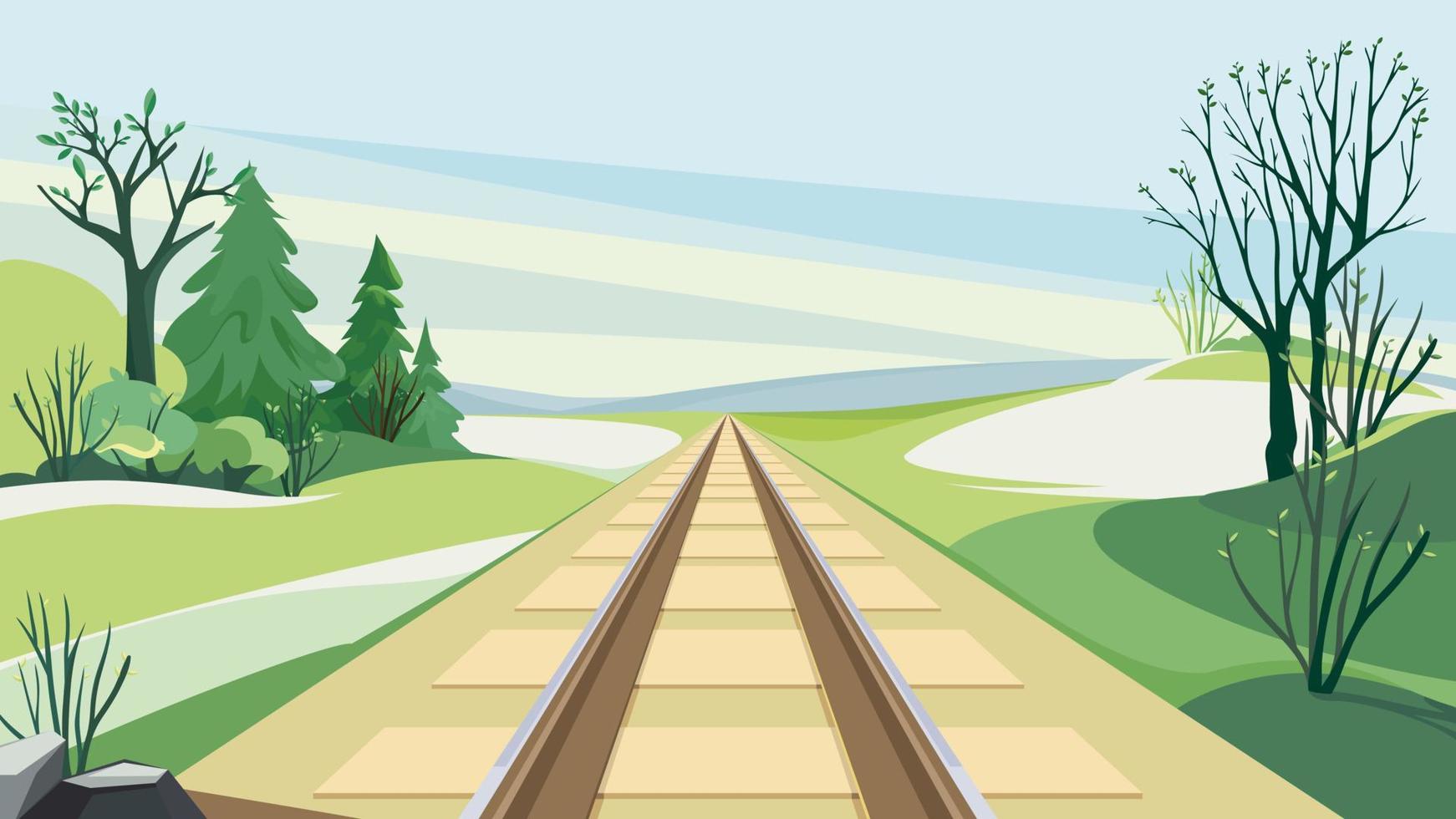 Railroad in spring season. vector