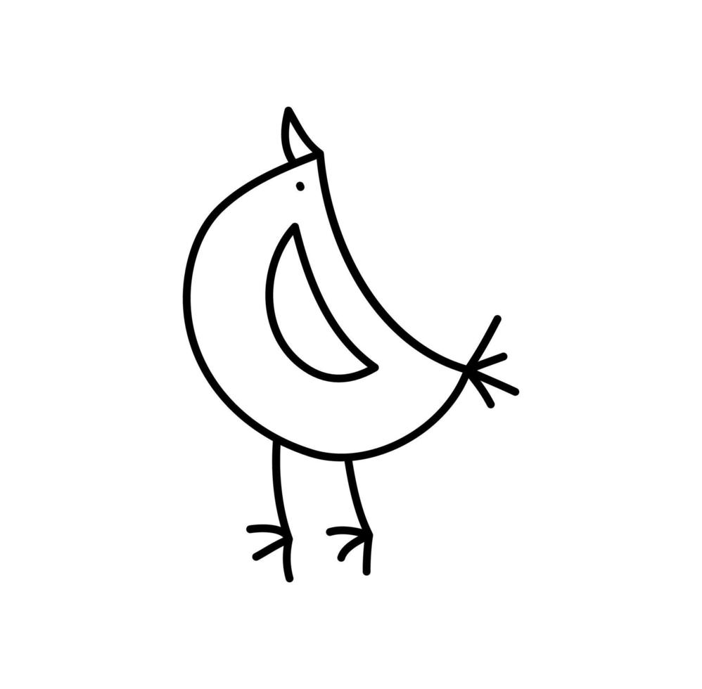 Vector Monoline Cute Bird line art outline logo icon sign symbol design concept. Scandinavian illustration