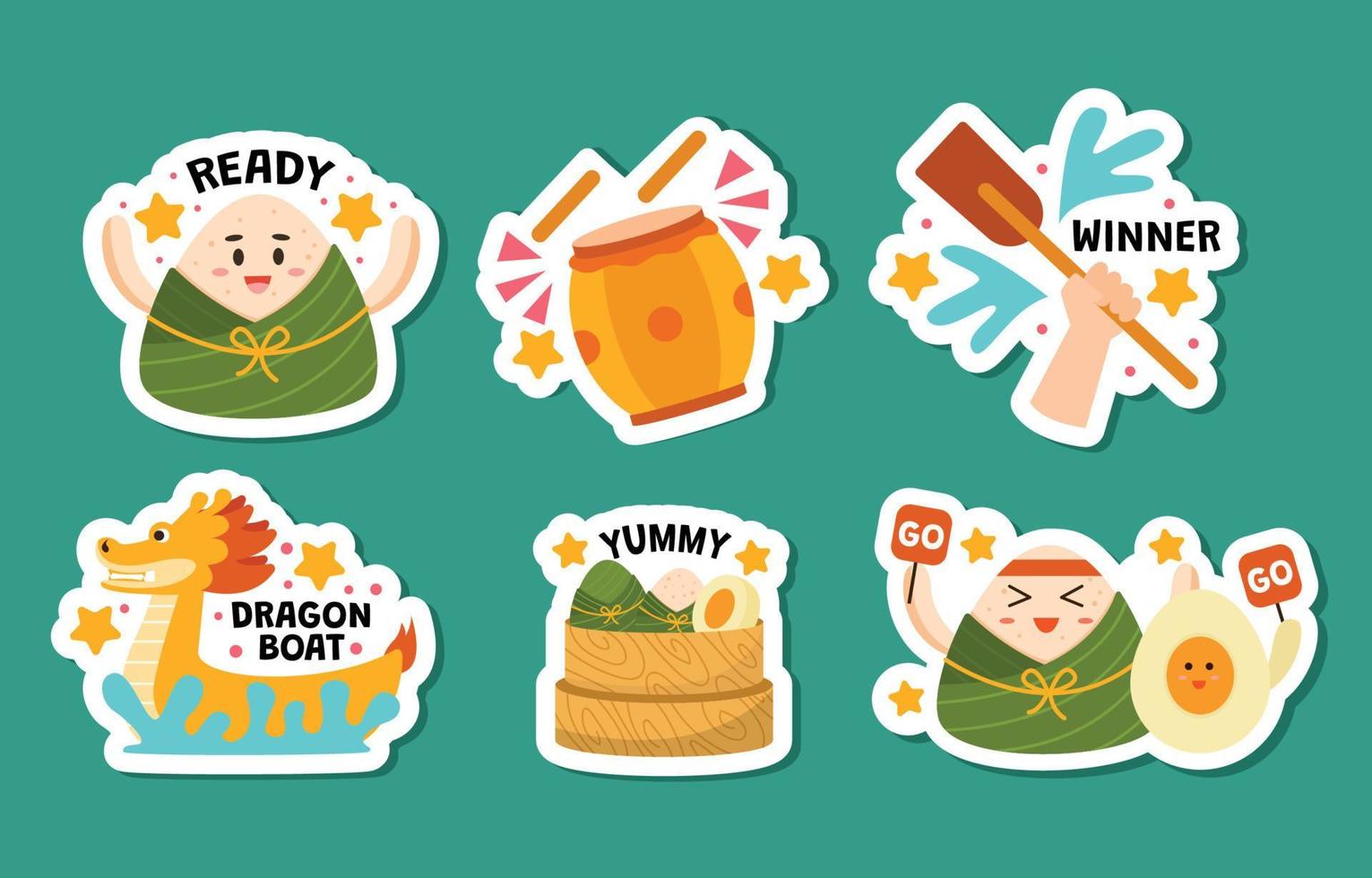 Dragon Boat Sticker Collection vector
