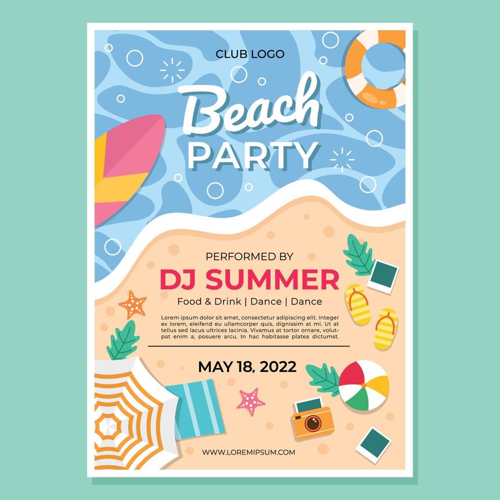 Beach Party Poster Template vector