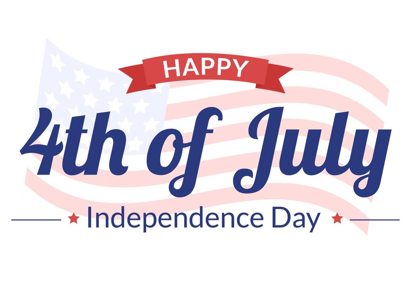 4 de julio feliz día de la independencia estados unidos vacaciones ilustración de dibujos animados con bandera, globo o fuegos artificiales festivos para póster o plantilla de fondo vector