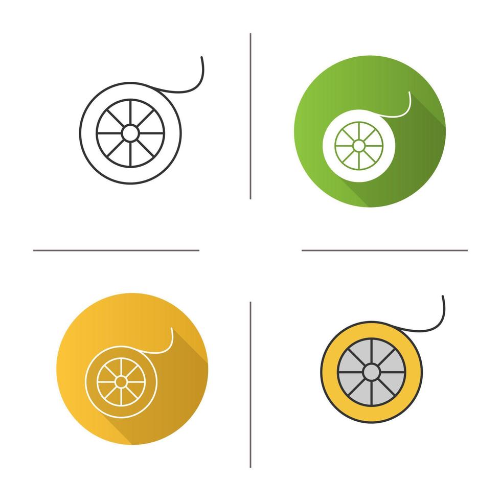 Fishing line spool icon. Flat design, linear and color styles. Angling equipment. Isolated vector illustrations