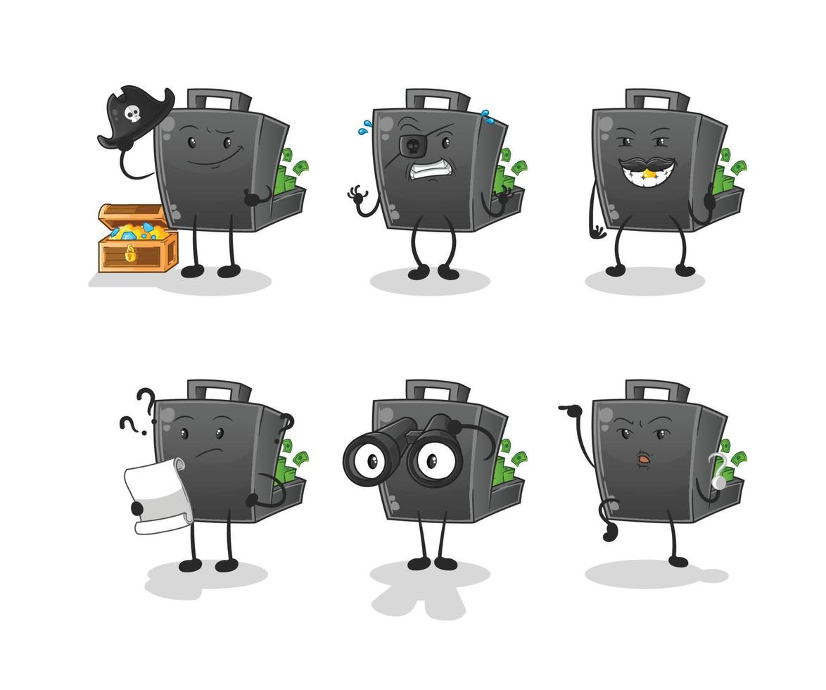 money briefcase  cartoon mascot vector illustration. cartoon vector