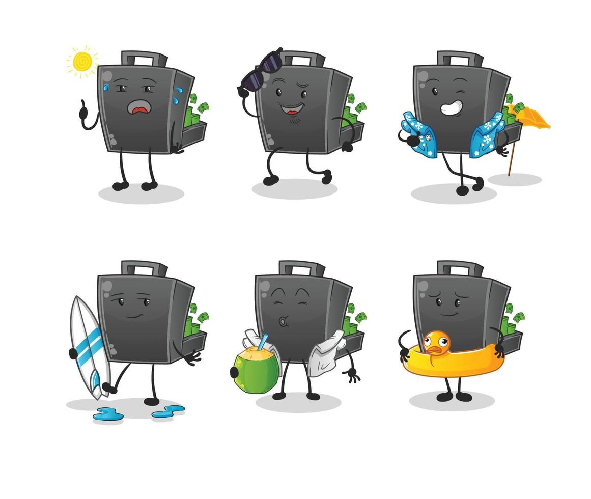 money briefcase  cartoon mascot vector illustration. cartoon vector