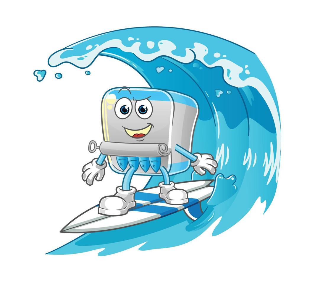 canned fish  dizzy head mascot. cartoon vector