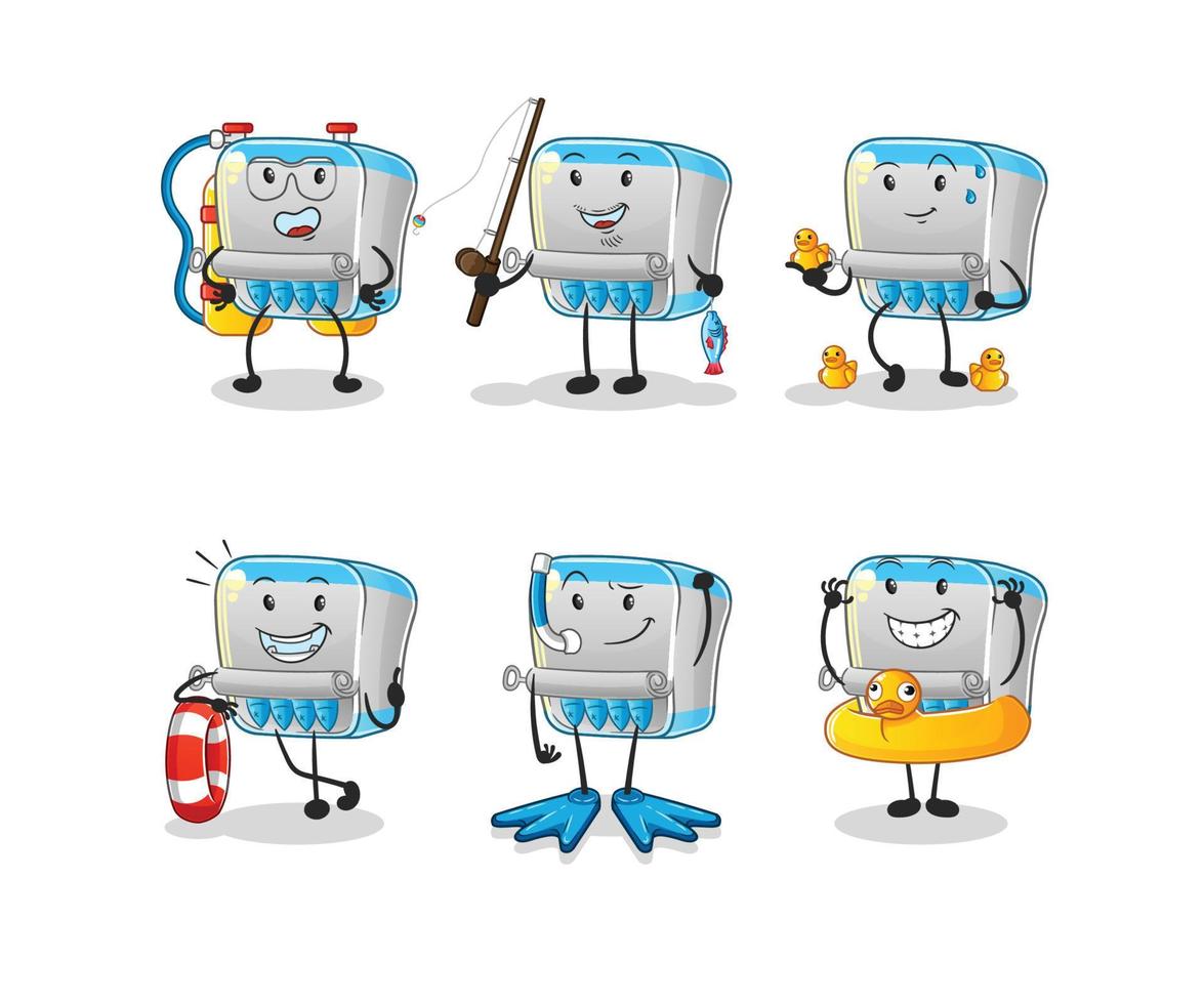 canned fish  dizzy head mascot. cartoon vector