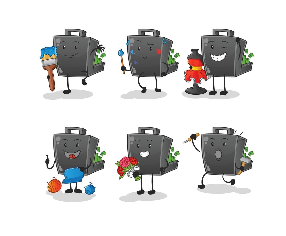 money briefcase  cartoon mascot vector illustration. cartoon vector