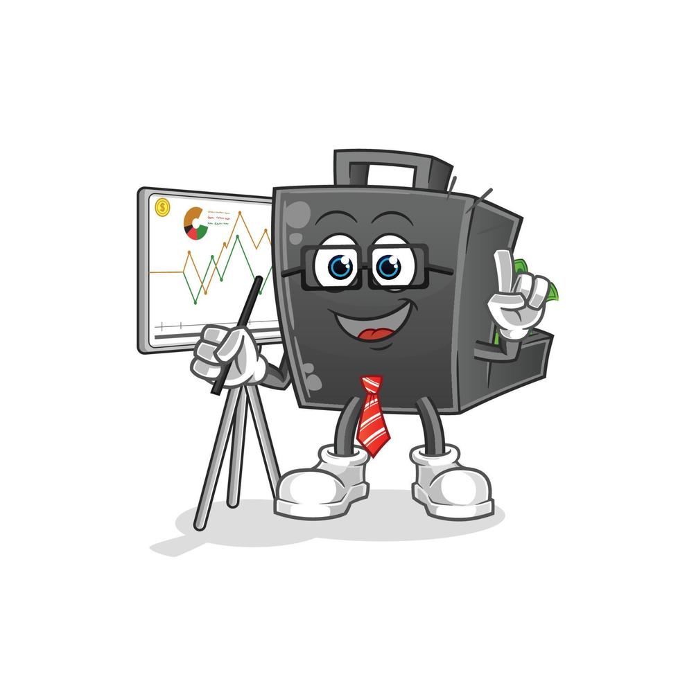 money briefcase  cartoon mascot vector illustration. cartoon vector