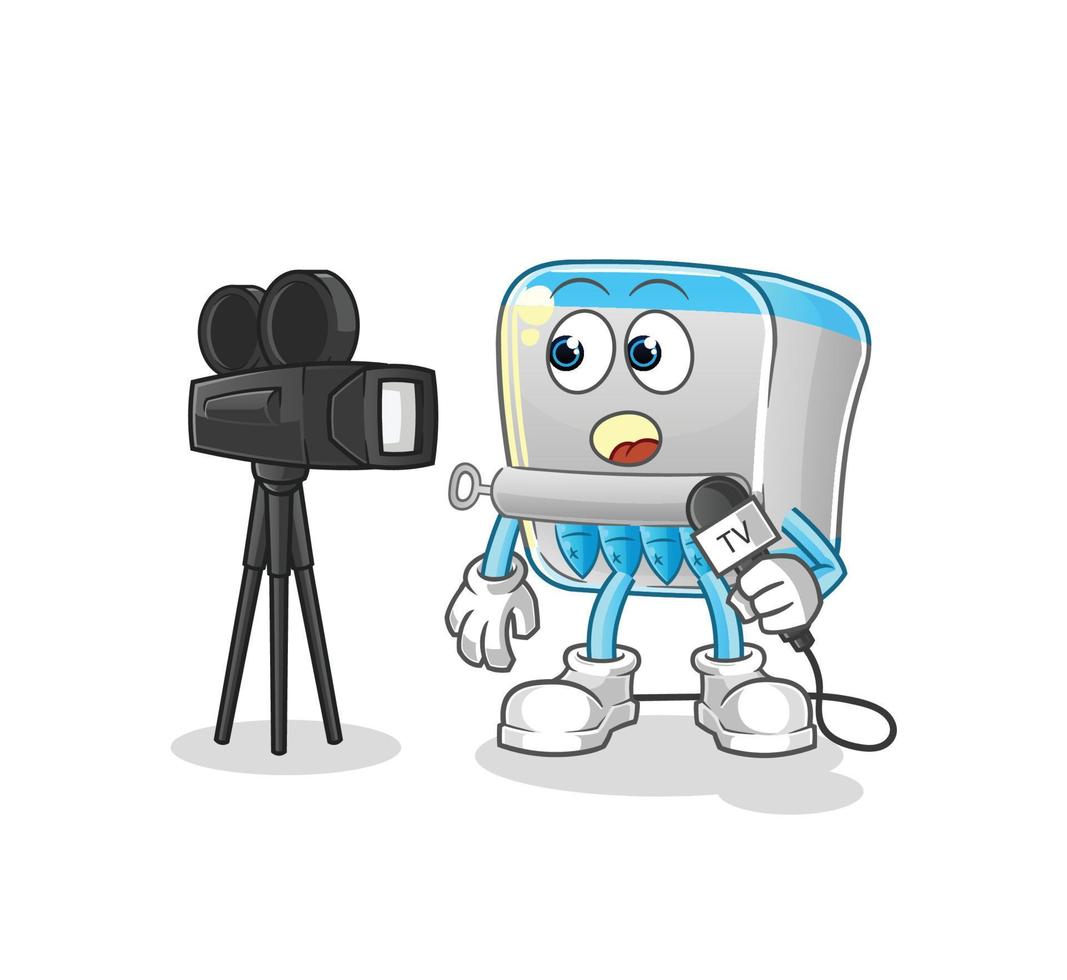 canned fish cartoon mascot. cartoon vector illustration