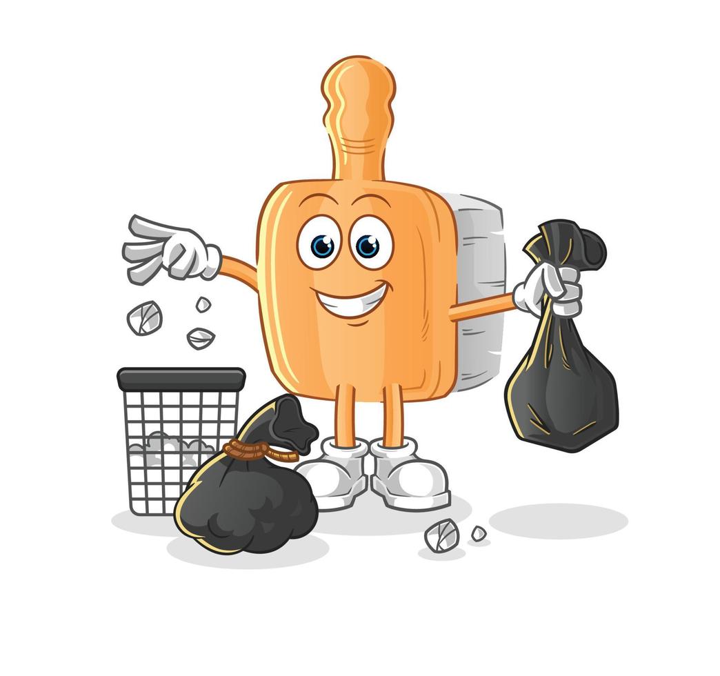 wooden brush cartoon mascot. cartoon vector
