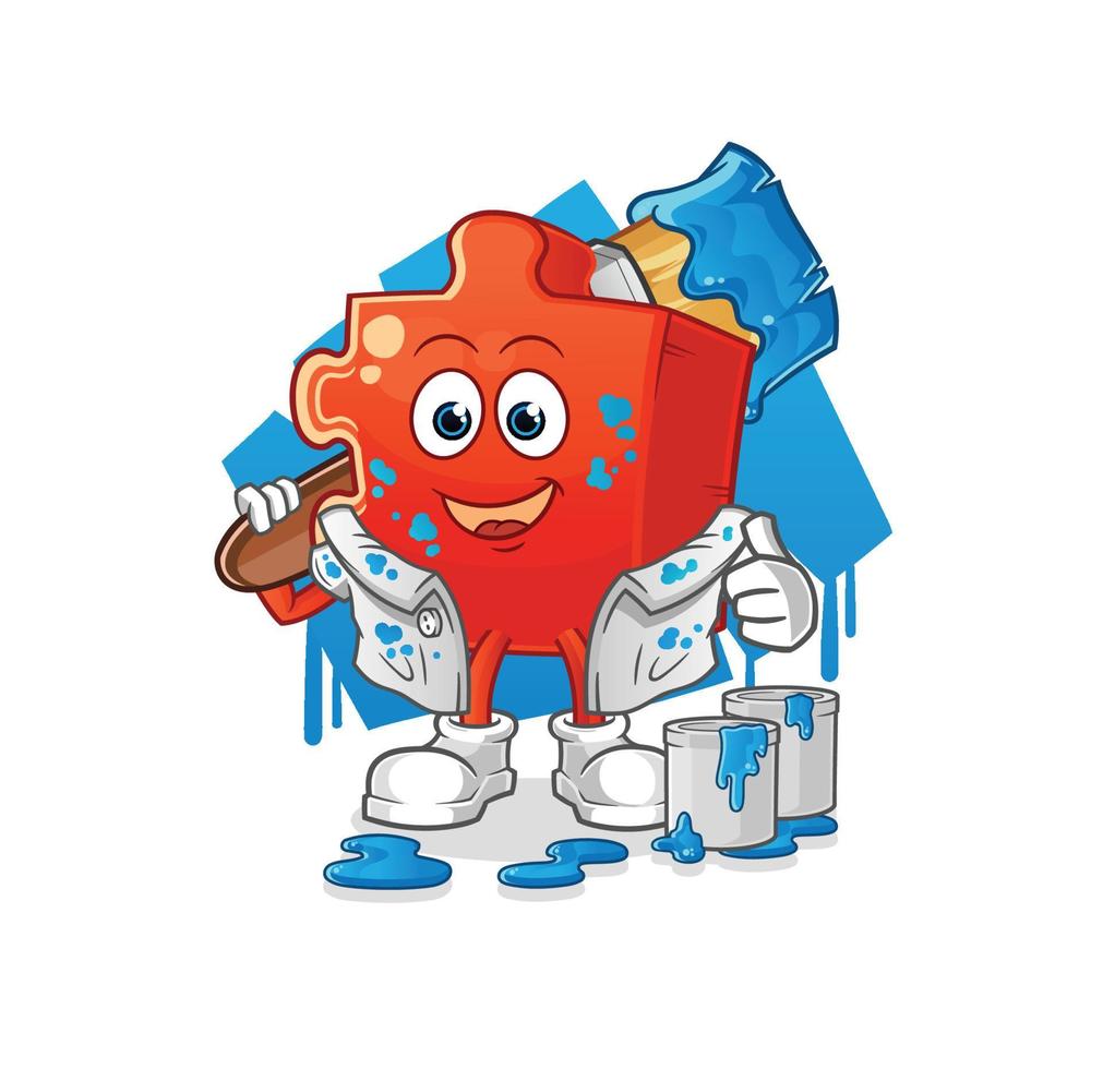 puzzle cartoon character. cartoon mascot vector illustration