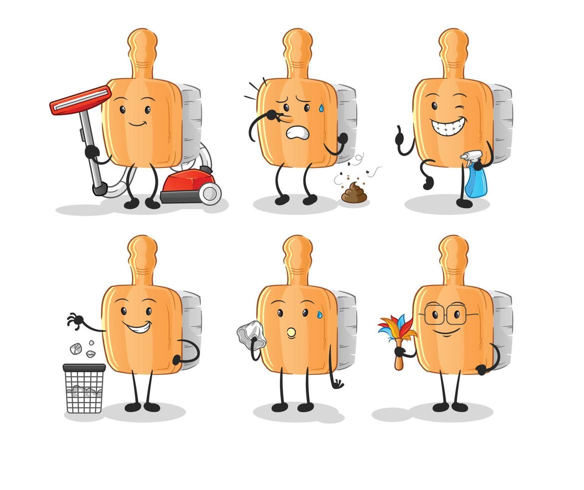wooden brush cartoon mascot. cartoon vector