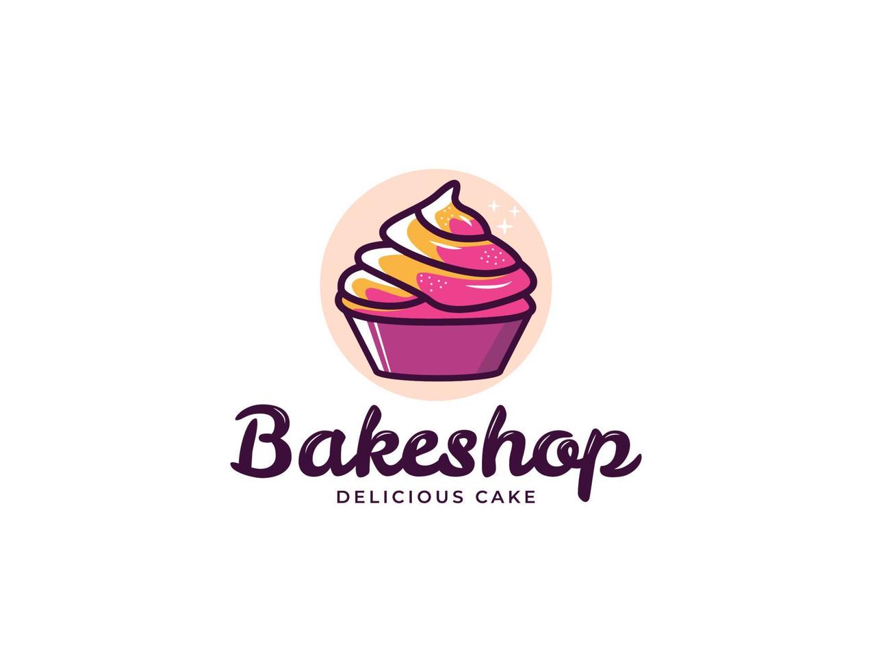 Colorful cupcake illustration logo for bakery and cake shop vector