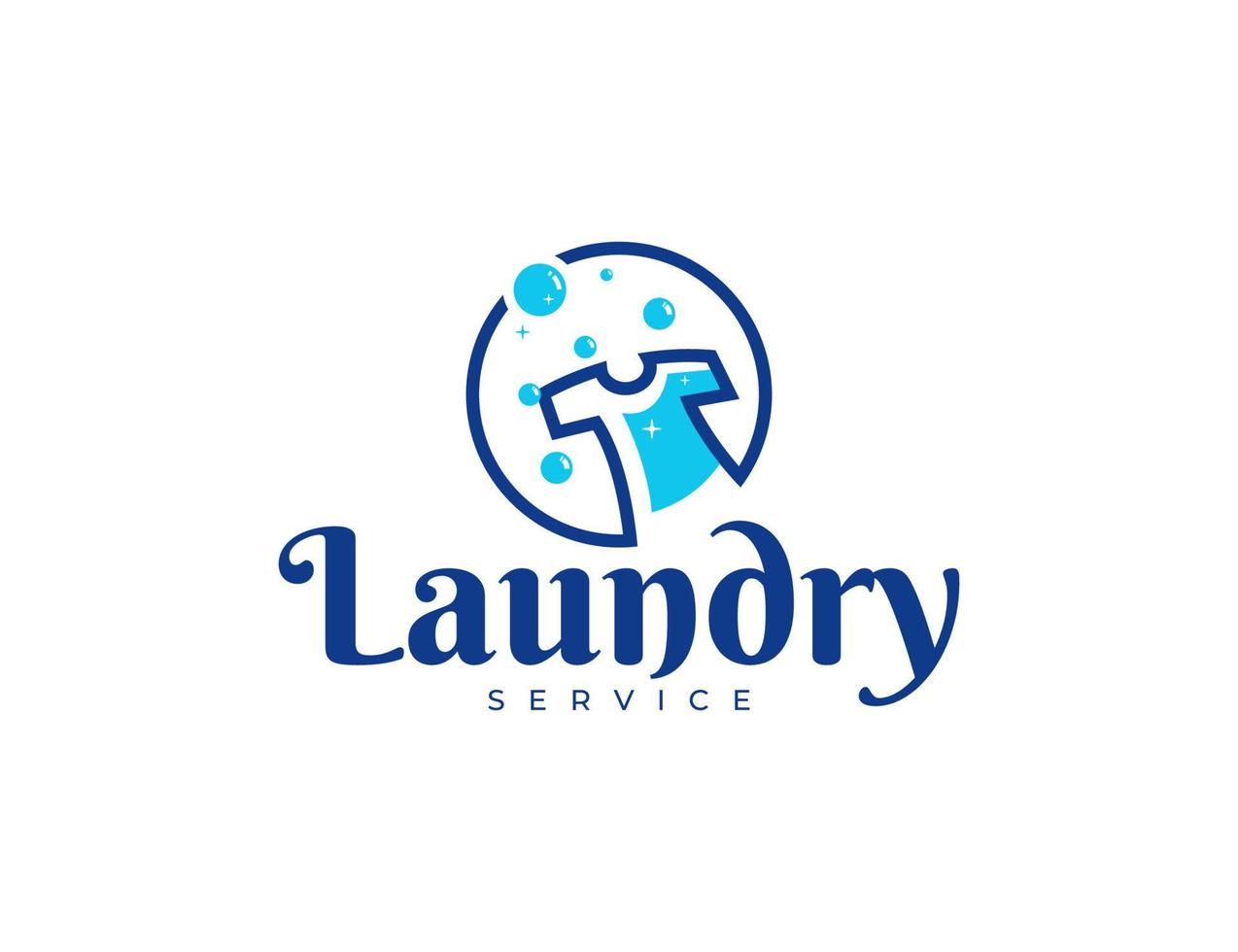 Simple laundry logo with clothes and wash machine illustration vector