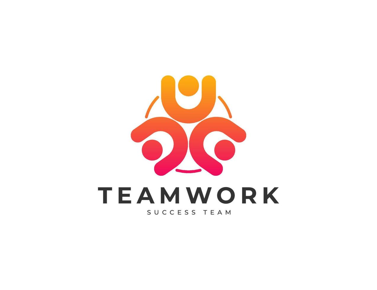 Teamwork people together community or unity logo design vector